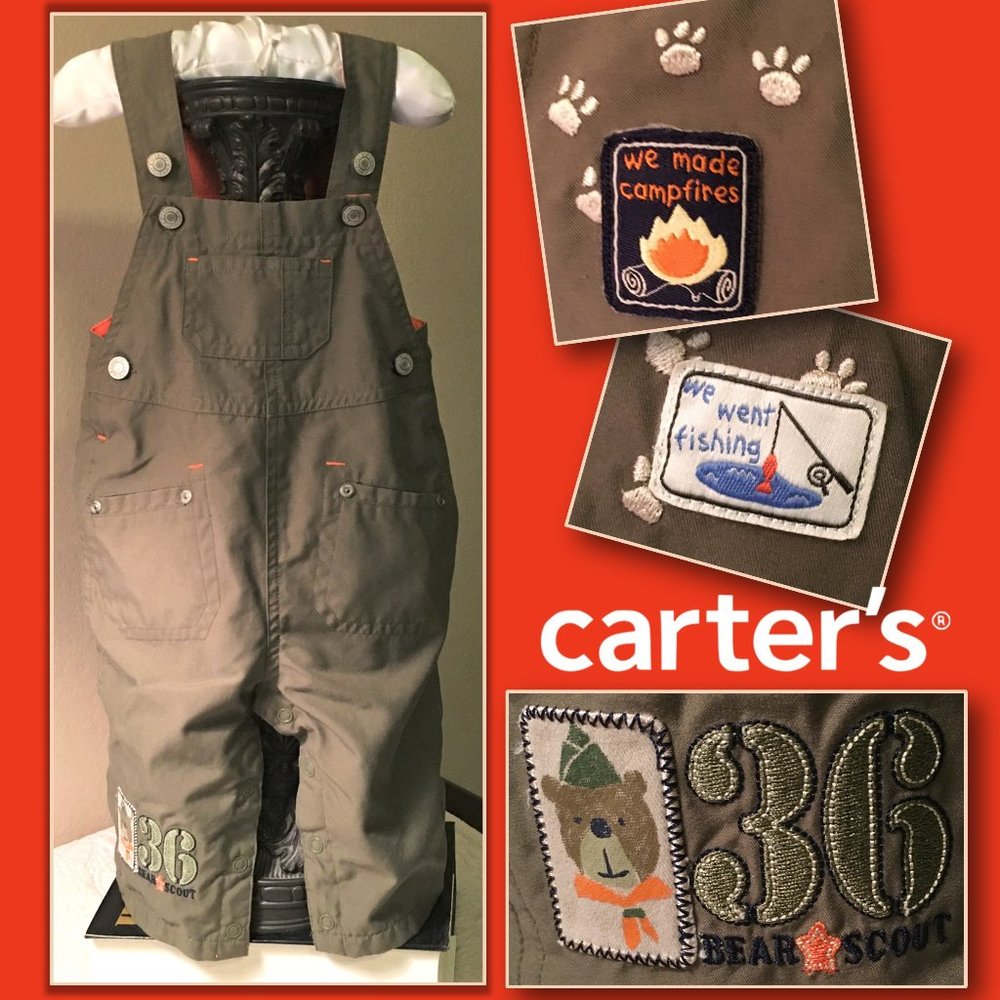 CARTER'S "Bear Scout" Snap-Bottom Overalls